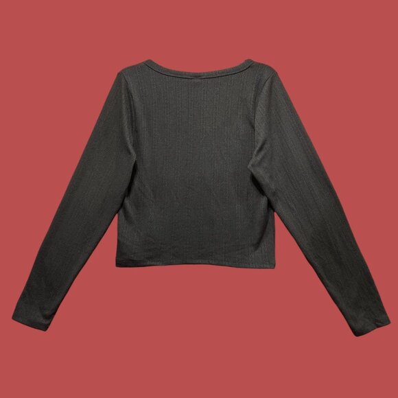 Wild Fable - Women's Long Sleeve Pointelle T-Shirt - Black - XXL - Picture 2 of 12